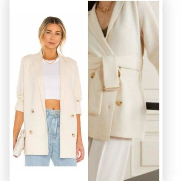 Vince Double-Breasted Crepe Boyfriend Blazer Size Small Cream NWT $595